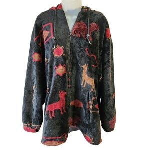 VINTAGE Forecaster Sport Black Animals Nature All Over Patterned Jacket - SIZE M